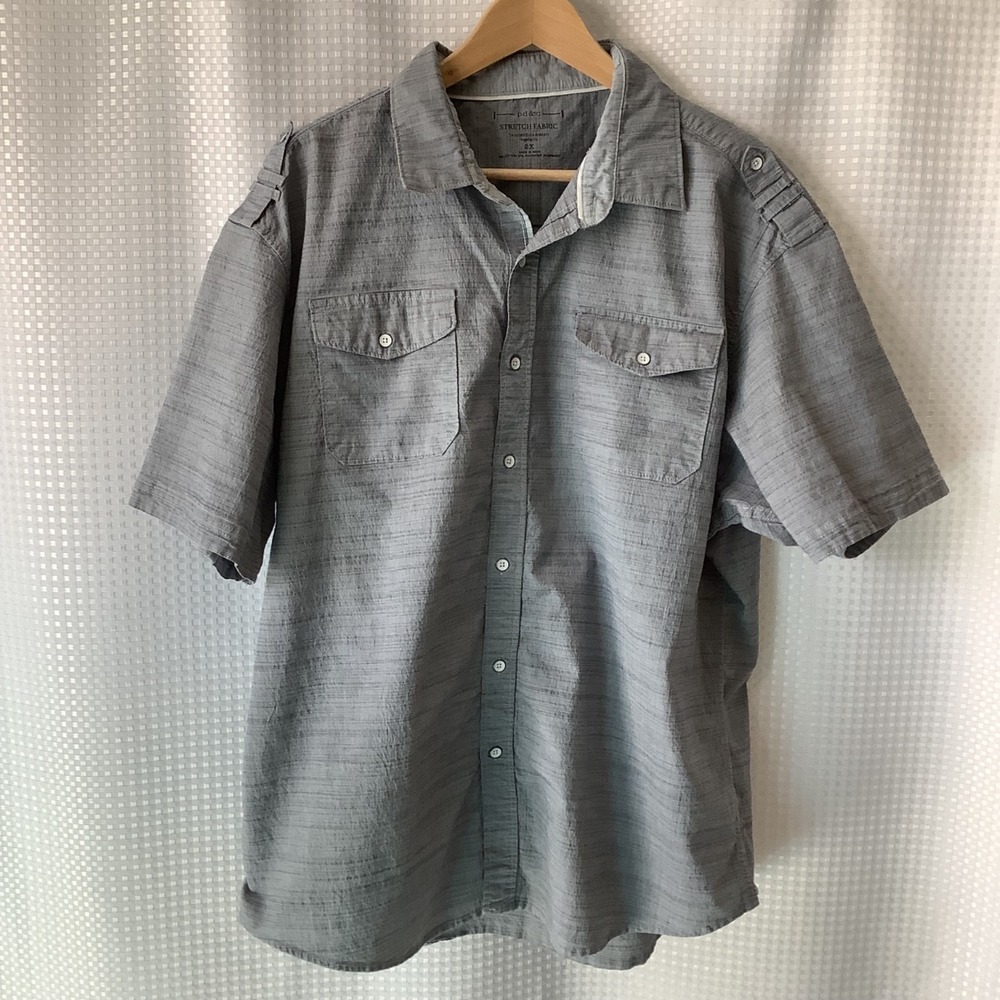 PD&C Paper‎ Denim & Cloth Mens Blue Short Sleeve Button Up Shirt 2X